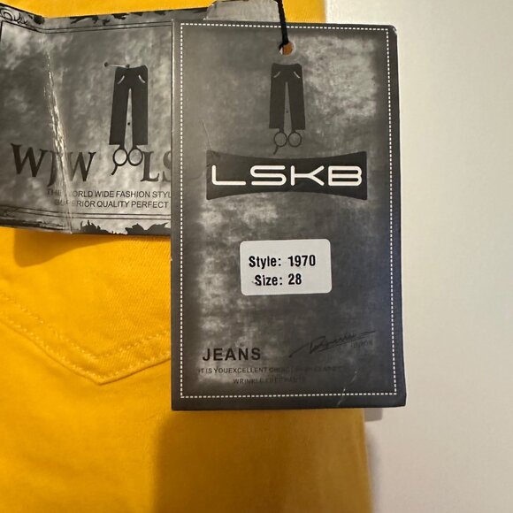 Yellow Distressed Skinny Fit Jeans Size 28 LSKB Cotton Blend Womens - Picture 3 of 7